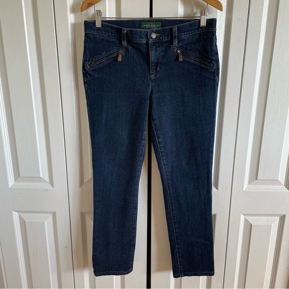 Lauren Ralph Lauren Denim - Lauren Ralph Lauren Skinny Jeans Women’s 8 Blue Mid Rise Ankle Zipper Pocket